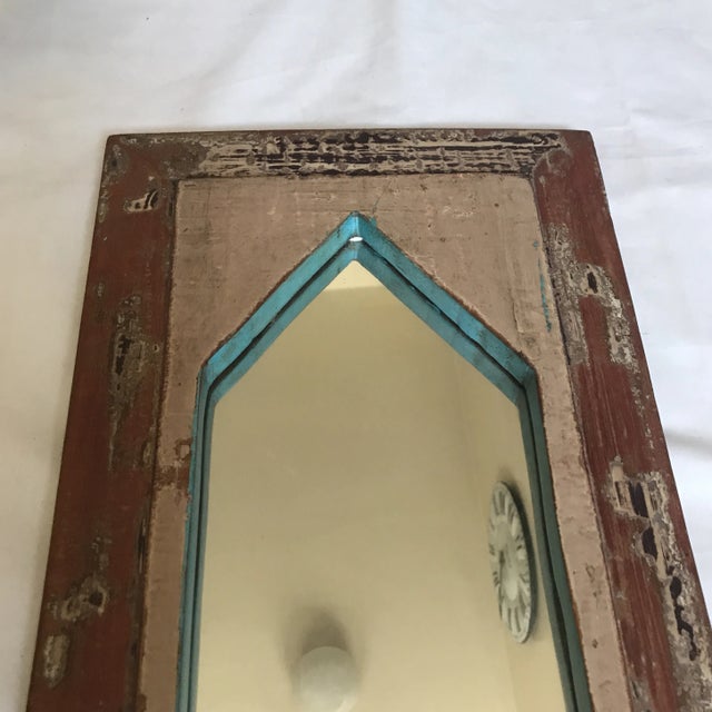 Vintage Indian Archway Painted Teak Mirror For Sale - Image 4 of 11
