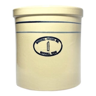 1960s Vintage Marshall Pottery One Gallon Stoneware Fermenting Crock For Sale