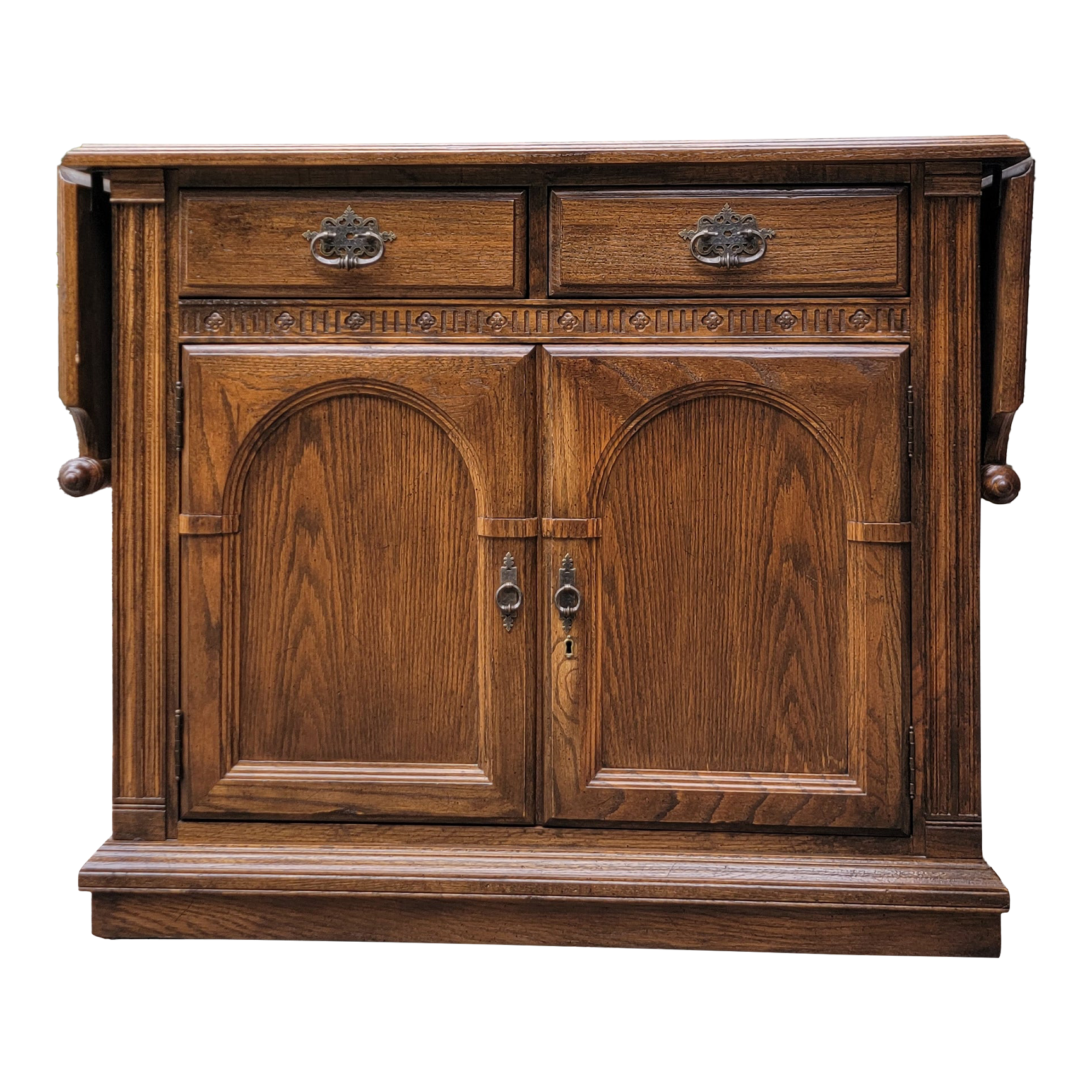 1980s Ethan Allen Royal Charter Oak Jacobean Style Drop-Leaf Slate
