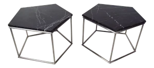 Mid-Century Marble-Top Side Tables - a Pair