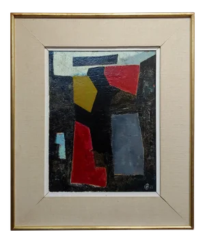 Untitled Abstract - 1960s Mid Century Modern Oil Painting -Signed