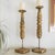 Pair of Wood Turned Rustic Painted Pillar Candle Holders From India For Sale - Image 4 of 14