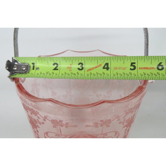 Early 20th Century Fostoria Versailles Pink Depression Glass Ice Bucket With Metal Handle 4503b For Sale - Image 13 of 16