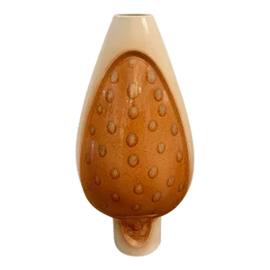 Mid-Century Modern Style Portuguese Clay and Cream Tall Vase
