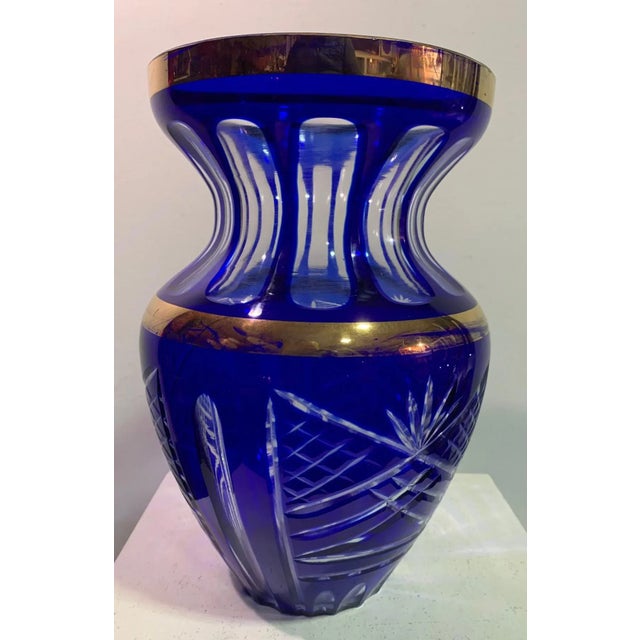 1980s Vintage Bohemian Carved Glass Vase For Sale - Image 5 of 5