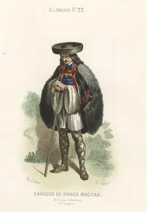 Magyar Pig Keeper in Germany, 1850, Paper