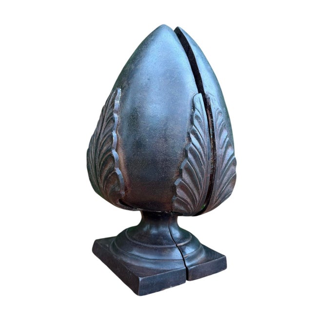 Hollywood Regency Vintage Artichoke Form Architectural Finials, Pair For Sale - Image 3 of 12
