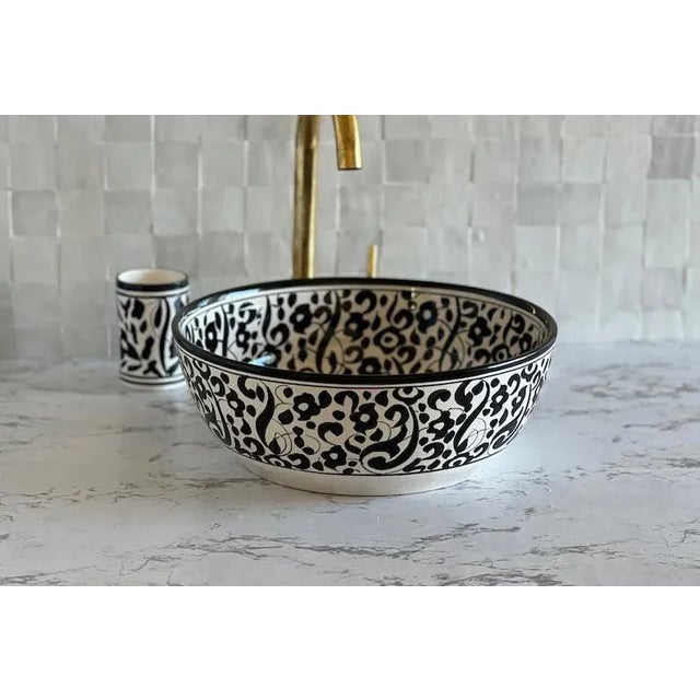 Moroccan Moroccan Ceramic Sink for Bathroom Handmade For Sale - Image 3 of 6