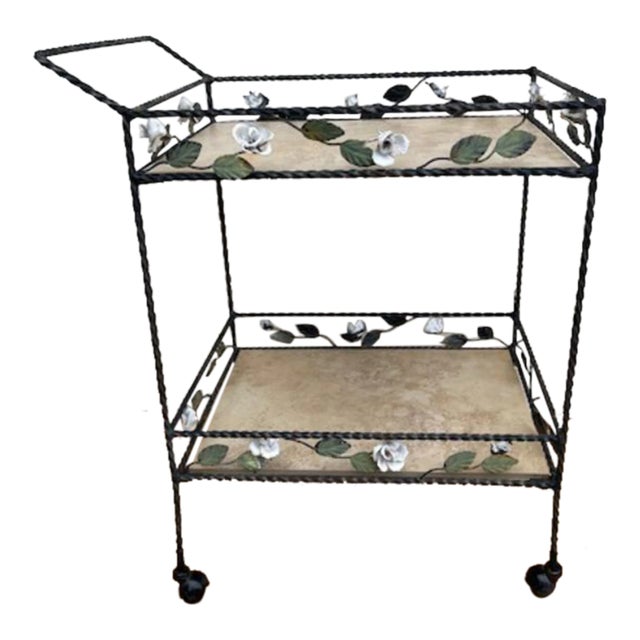 Wrought Iron Bar Cart, Vintage For Sale