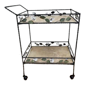 Wrought Iron Bar Cart, Vintage