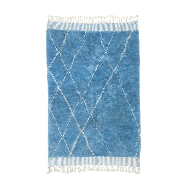 Hand-Knotted Wool Rug in Cerulean Blue by Azele Studio For Sale - Image 9 of 9