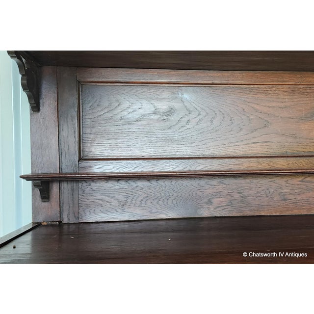 Antique Carved German Renaissance Revival Oak Bookcase Display Cabinet, 1880 For Sale - Image 9 of 17