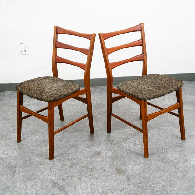 Mid-Century Modern 1960s Mid Century Modern Dining Chairs Set 4 Mobler Ladder Back Farstrup Teak Grey MCM For Sale - Image 3 of 12