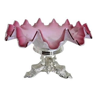 Late 20th Century Sterling Silver & Glass Centrepiece from Hugh Crawshaw, 1995 For Sale