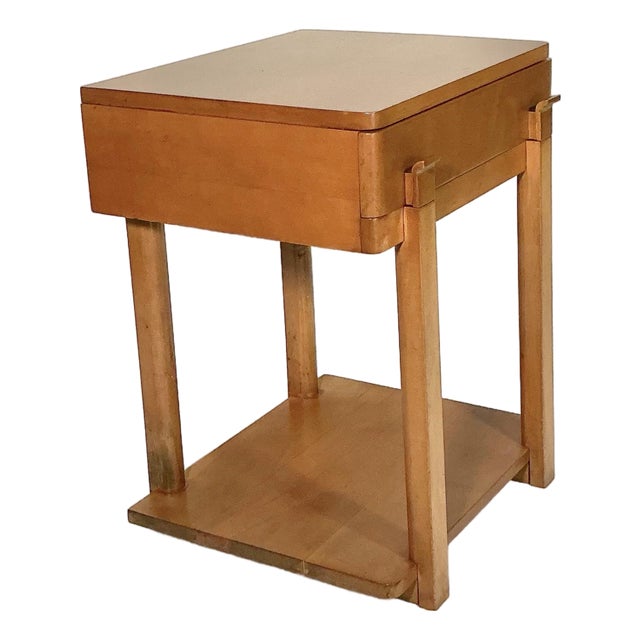 Colonist Craft Solid Maple Nightstand End Side Table Single Drawer With Lower Shelf, Late 1930s-Early 1940s For Sale