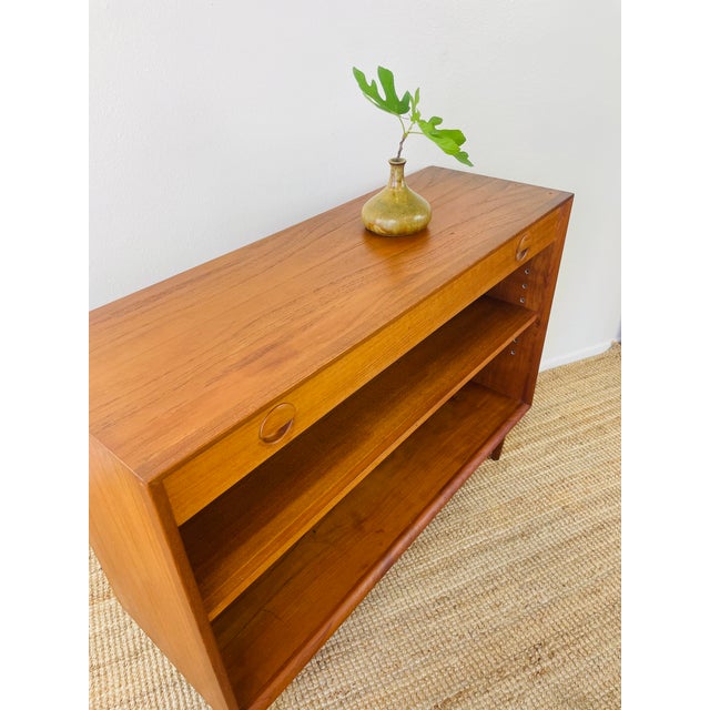 Vintage 1960s Danish Modern Teak Mini Credenza Cabinet With Bookshelf For Sale - Image 14 of 16
