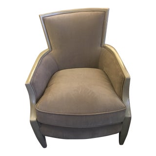 Pair of Hickory Furniture Modern Two Toned Taupe Upholstered Arm Chair (Sold Indiv. Or as Pair) For Sale