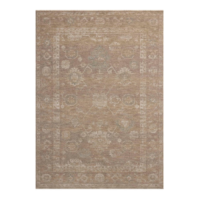 Chris Loves Julia x Loloi Louisa Taupe / Gold 5'-3" x 5'-3" Round Area Rug For Sale