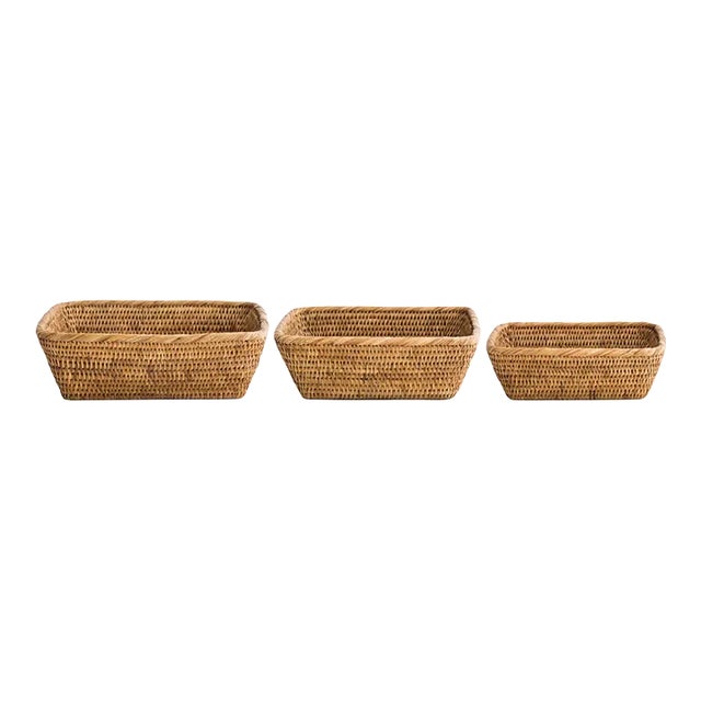 Artifacts Rattan Basket Set - Set of 3 For Sale