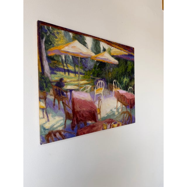 Expressive oil on canvas painting by listed Argentine artist Ricardo Blaseotto, titled “Bar Champs Elysees” and dated...