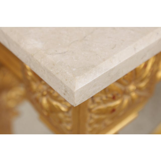 Rococo Style Gilt & Gold Marble Top Console Table For Sale - Image 13 of 18