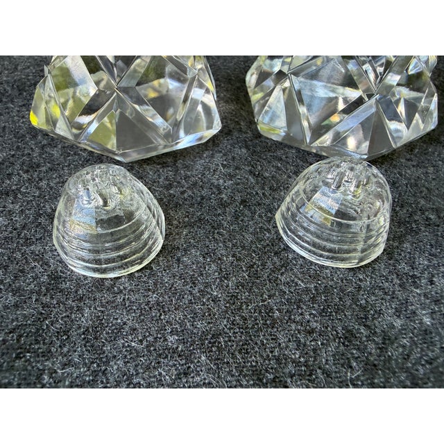 Vintage Cut Crystal Salt & Pepper Pedestal Shakers a Pair For Sale In New York - Image 6 of 16