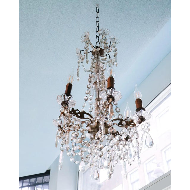 Small French 6-Light Chandelier in Crystal For Sale - Image 5 of 7