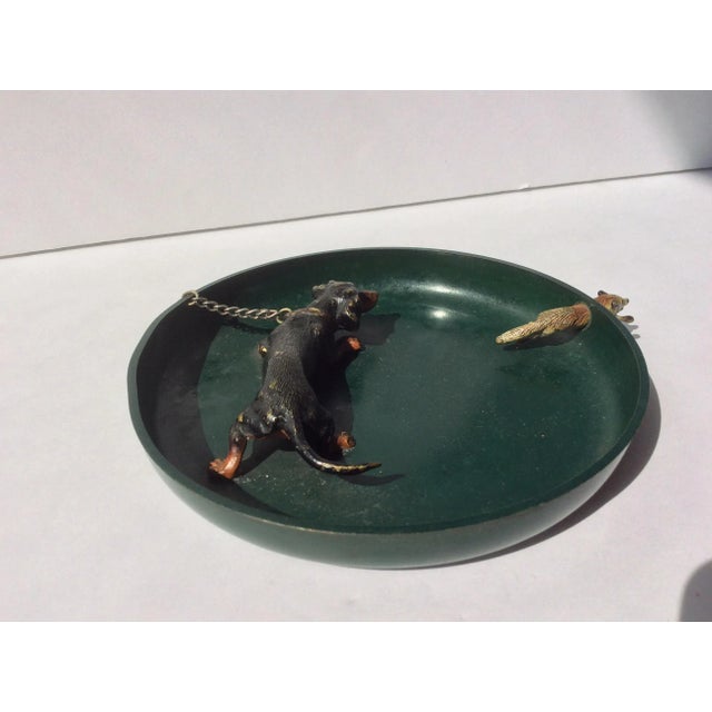 Metal Vienna Bronze Dog & Fox Chase Green Tray For Sale - Image 7 of 8