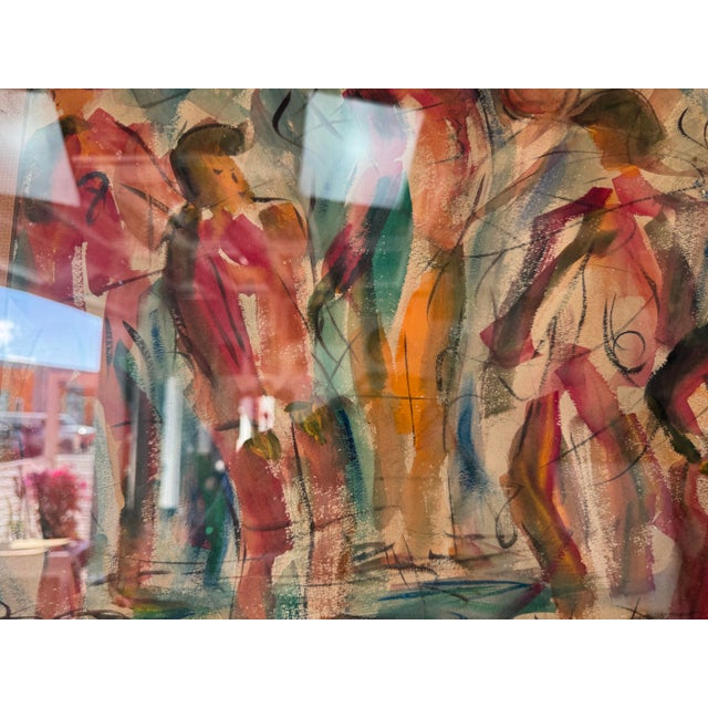 1961 Virel Impressionist Abstract Watercolor Painting – Framed Under Glass/ Sold For Sale - Image 4 of 12