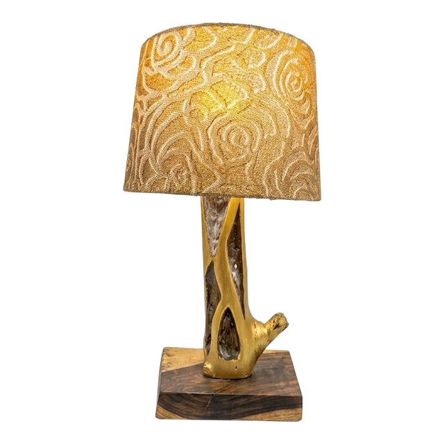 1990s Rustic Wood Table Lamp, Natural Patina, Farmhouse Decor For Sale