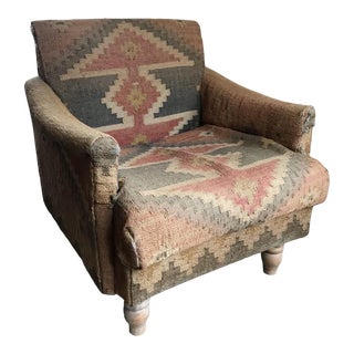 Late 20th Century Cozy Kilim Club Chair For Sale