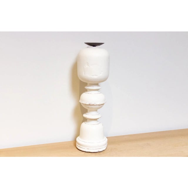 Antique White Candle Holder For Sale In Los Angeles - Image 6 of 8