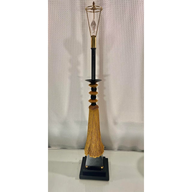 Tyndale Vintage Art Deco Style Tassel Column Table Lamp by Tyndale For Sale - Image 4 of 11