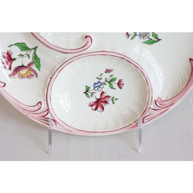 French 19th Century Sarreguemines Majolica Asparagus Plates with Pink Flowers For Sale - Image 9 of 9
