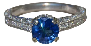 The Rivka: Ladies Sapphire and Diamond Engagement Ring in 14K