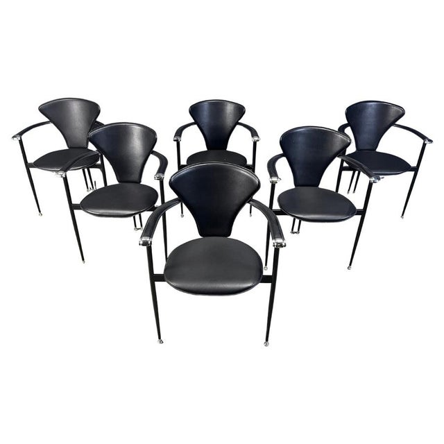 Vintage Leather Armchairs from Arrben, Italy, 1980s, Set of 6 For Sale - Image 11 of 11