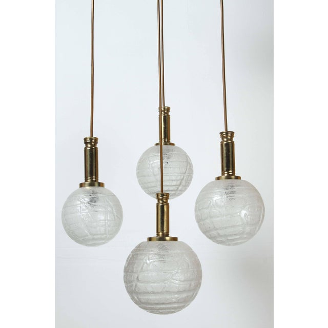 1960s Brass Four Globe Pendant Light by Doria For Sale - Image 9 of 11