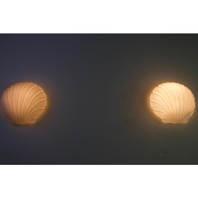 1960s Opaline Glass Shell Wall Lamps from Glashütte Limburg, 1960s, Germany, Set of 2 For Sale - Image 5 of 12