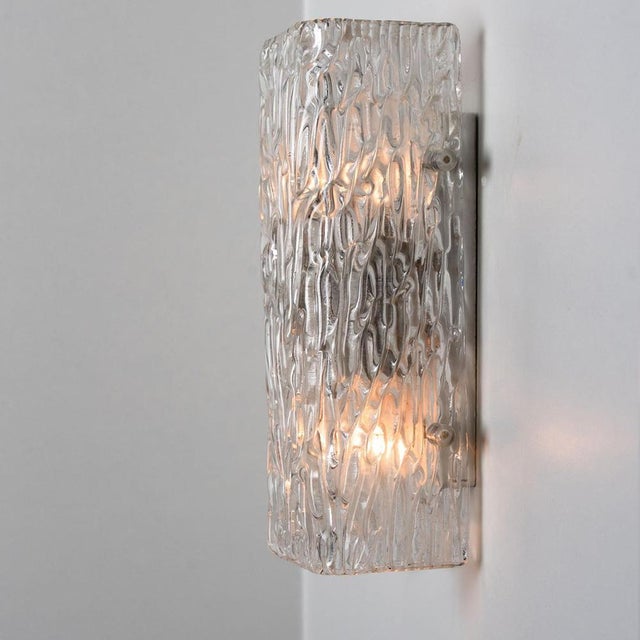 White Clear Wave Glass Wall Lights attributed to J.T. Kalmar, Austria, 1960s For Sale - Image 8 of 13