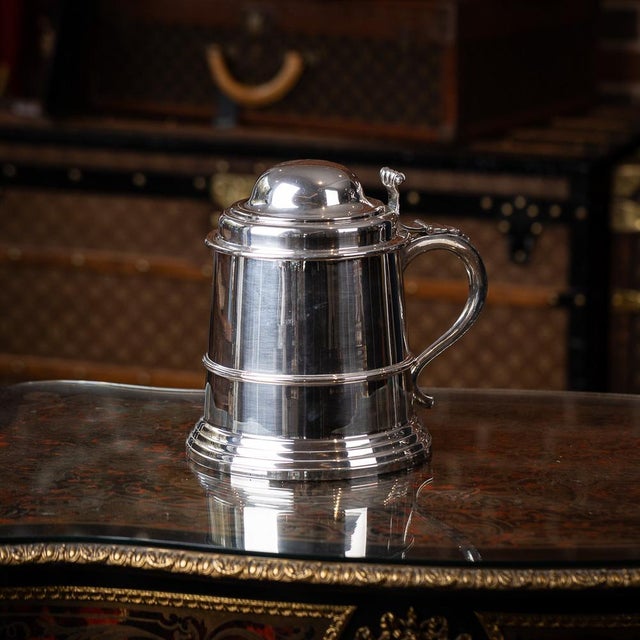 A superb 20th century italian silver plated lidded tankard ice bucket, modelled on an 18th century english tankard. The...