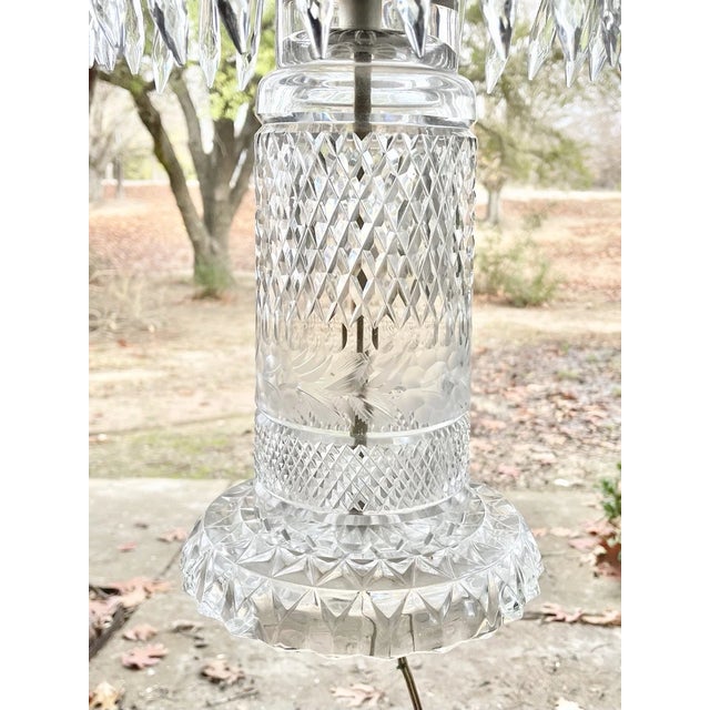 Large Vintage American Brilliant Cut Flower Crystal Mushroom Parlor Lamps For Sale In Dallas - Image 6 of 12