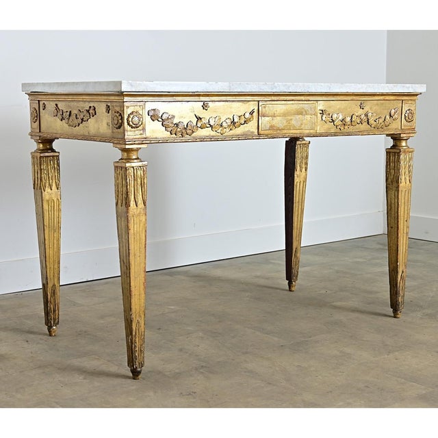 Italian 18th Century Giltwood Console with Original Marble Top For Sale - Image 13 of 18