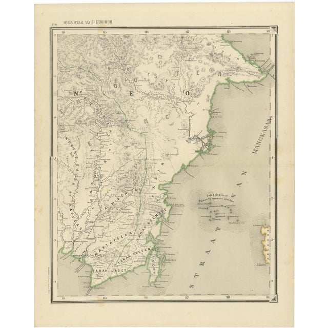 Antique Maps of Western and Southern Borneo in the Dutch East Indies, 1884, Set of 2 For Sale - Image 3 of 12