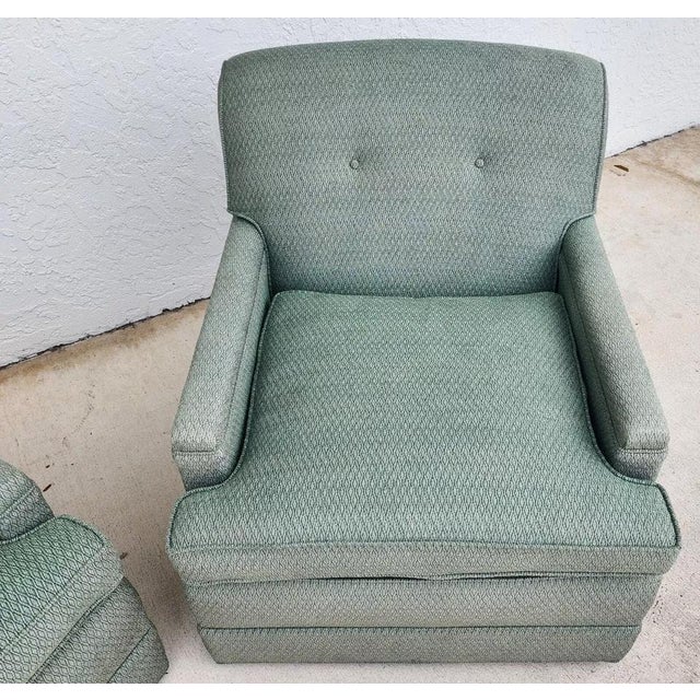 MCM Carr & Company Lounge Chairs Swivel Low Profile Pair For Sale - Image 4 of 11