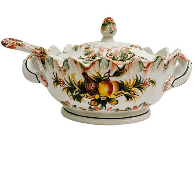 Mid 20th Century Vintage Italian Faience Small Tureen With Underplate & Ladle For Sale - Image 5 of 10