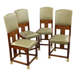 Vienna Secession Art Nouveau Chairs with Inlay, 1900s, Set of 4 For Sale
