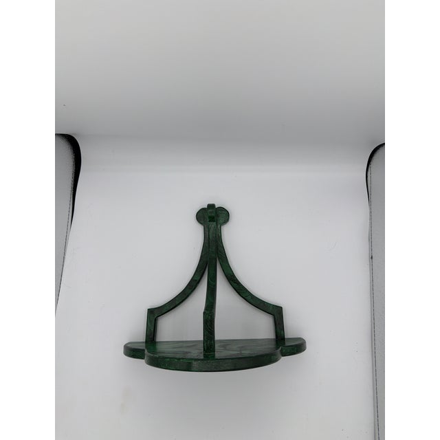 A Treffoil Shaped Wall Bracket or Shelf Handpainted in a Faux Malachite Finish For Sale In New York - Image 6 of 6