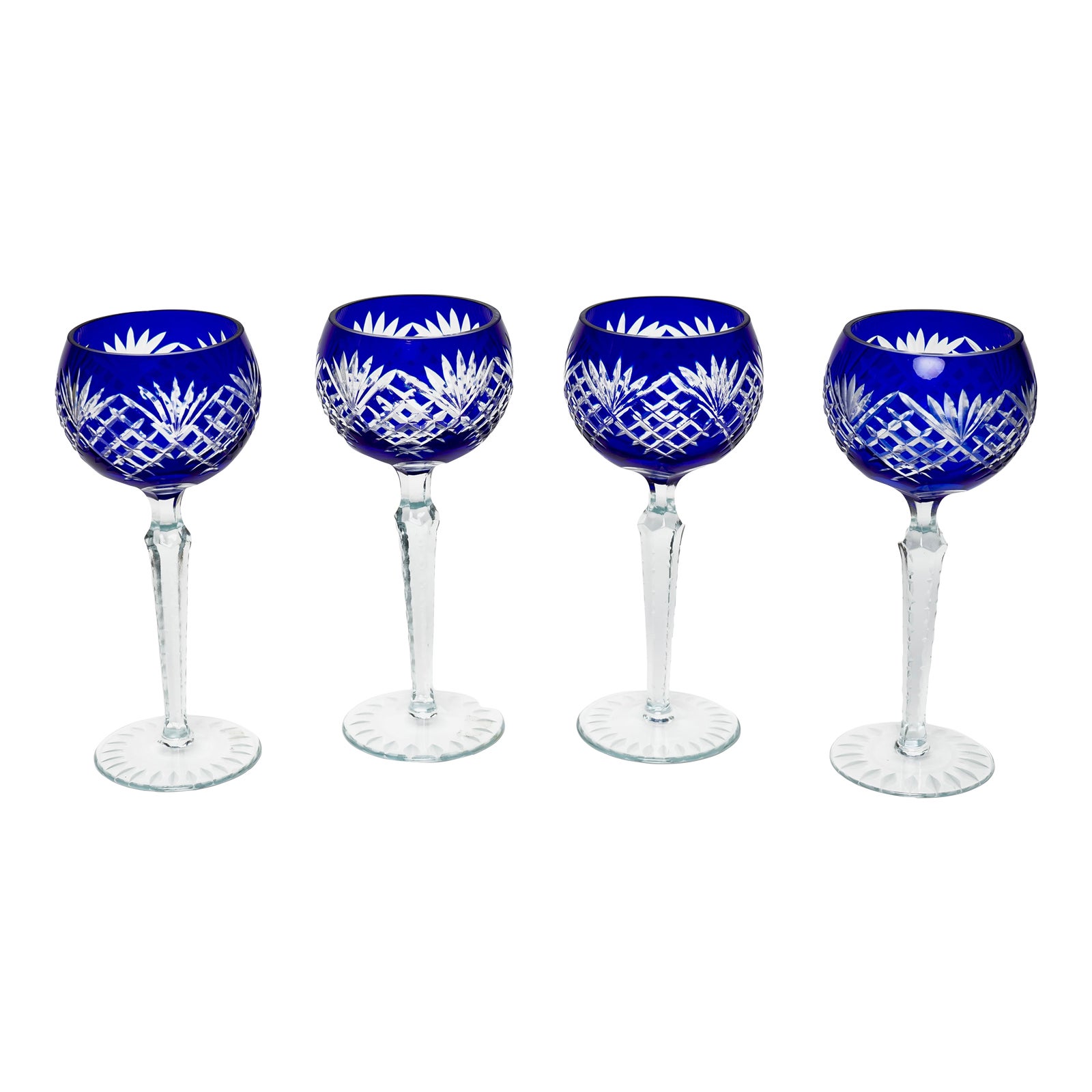 Ajka Crystal Marsala Cobalt Blue Cut to Clear Caroline Wine