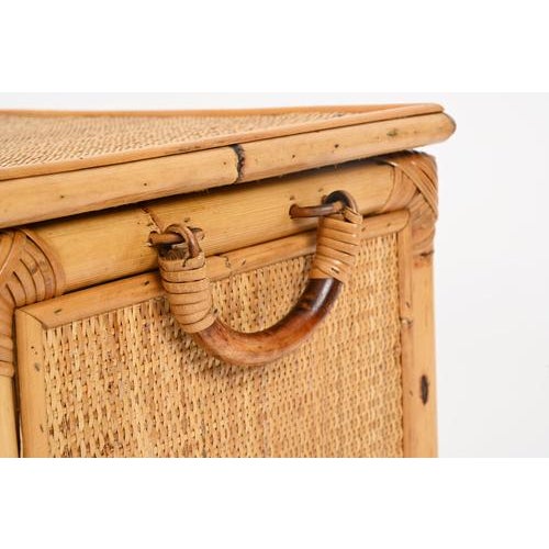 Mid-Century Modern French Riviera Storage Chest in Bamboo and Wicker, 1970 For Sale - Image 9 of 12