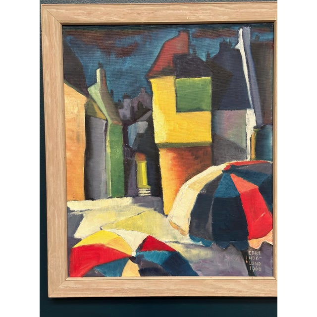 Ebbe Höglund, Cityscape with House Facades, 1960, Oil on Canvas, Framed For Sale - Image 7 of 15